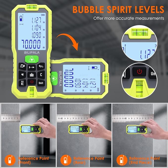 Laser Measure, 70M/229ft Digital Laser Distance Meter, ±2mm Accuracy Laser - Image 3