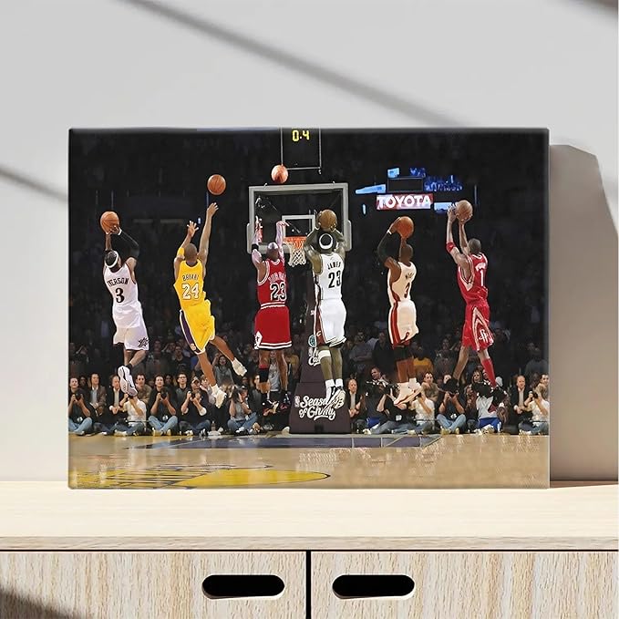 Basketball Legends Canvas Wall Art Print Poster, Iconic Sports Stars Shooting - Image 3