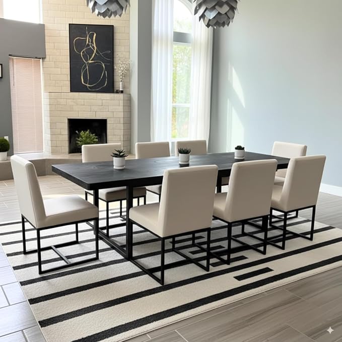 CIMOTA Modern Linen Dining Chair Set of 8, Mid Century Dining Room Chairs by CIMOTA