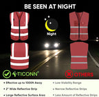 TICONN Reflective Safety Vest High Visibility Class II Mesh Vest - Image 3