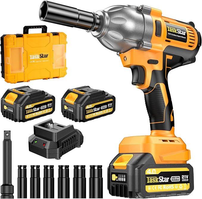 Cordless Impact Wrench 1/2 Inch, 1200N·m Brushless High Torque Impact Gun by TaskStar