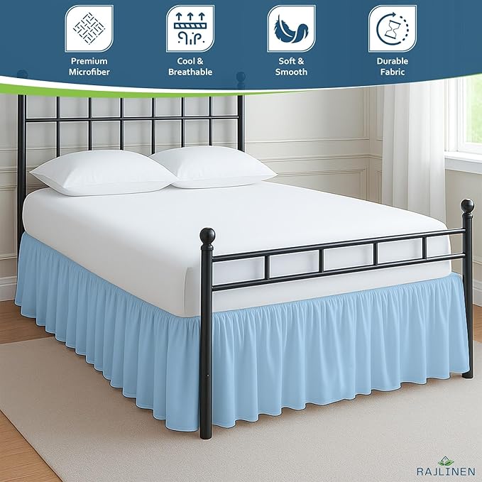 Rajlinen Ruffled Bed Skirt California King, 12 Inch Drop Dust Ruffle - Image 3