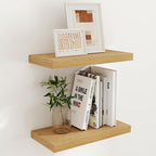 Floating Shelves 16 Inch Long, Wall-Mounted Bathroom Shelves Set of 2, 9.3 Inch by FunMemories