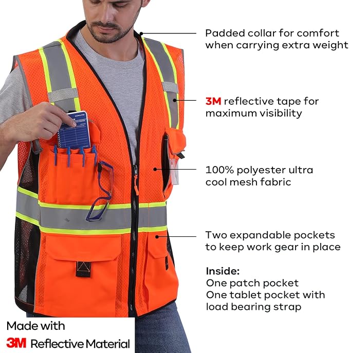 Neopelta Reflective Safety Vest Orange Mesh, Made - Image 3