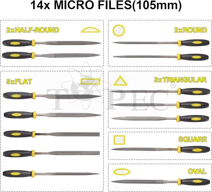 Topec 26Pcs File Set, Round and Flat File Kits are Made of High Carbon-Steel - Image 3