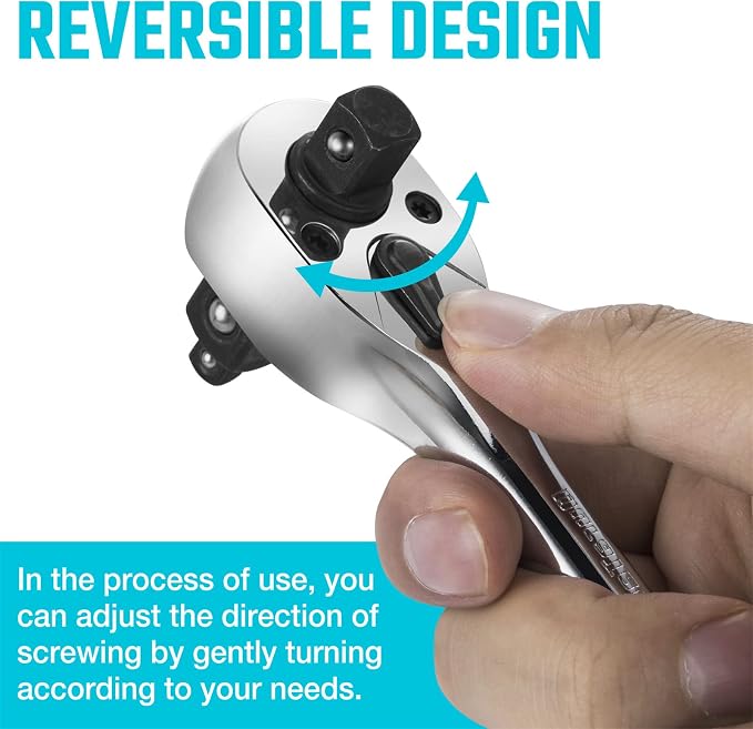 DURATECH 3-IN-1 Ratchet Handle, 1/4 ", 3/8 ", 1/2" Drive Ratchet Wrench - Image 3