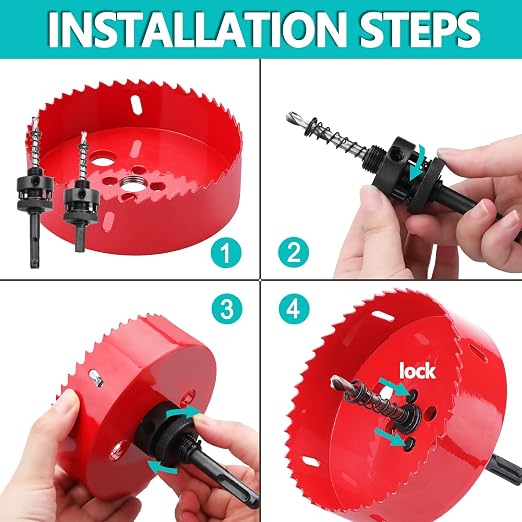 9 inch / 230mm Hole Saw with SDS Plus Arbor and Hex Shank Arbor, HSS Bi-Metal - Image 4