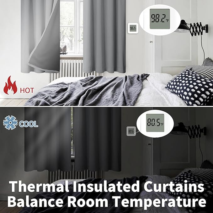 BGment 100% Blackout Curtains for Bedroom 54 Inch Length 2 Panels, Thermal - Image 4