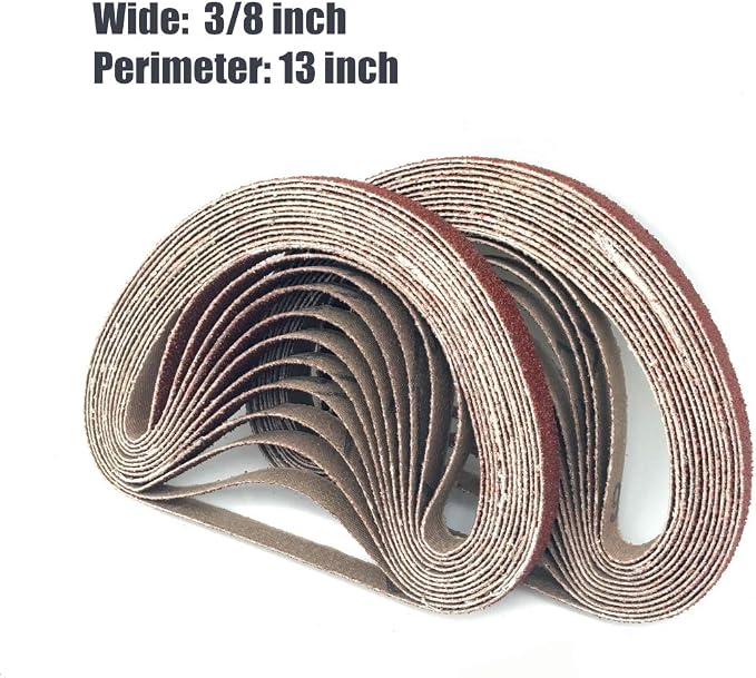 3/8 x 13 Inch Sanding Belts, 8 Each of 40, 240 Grits Aluminum Oxide Sander Belts - Image 4