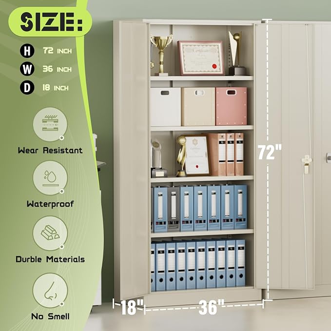 SUNCROWN 72" Metal Storage Cabinet - Image 3