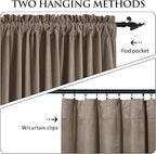 StangH Taupe Velvet Curtains Luxury Thermal Insulated Window Drapes Thick Heavy - Image 3