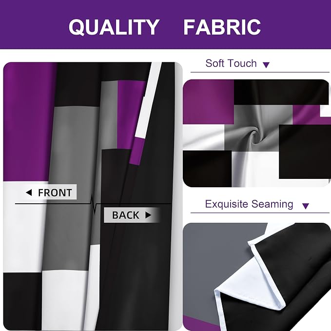 Purple 100% Blackout Curtains for Bedroom 63 inch Length 2 Panels Set Black - Image 6