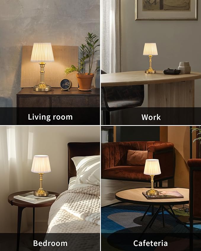 KDG Cordless Portables Table Lamp Set of 2, LED Fabric Shade Small Desk Lamps - Image 6