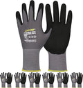 Work Gloves MicroFoam Nitrile Coated-6 Pairs, Seamless Knit Nylon Gloves by LOCCEF