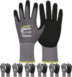 Work Gloves MicroFoam Nitrile Coated-6 Pairs, Seamless Knit Nylon Gloves by LOCCEF