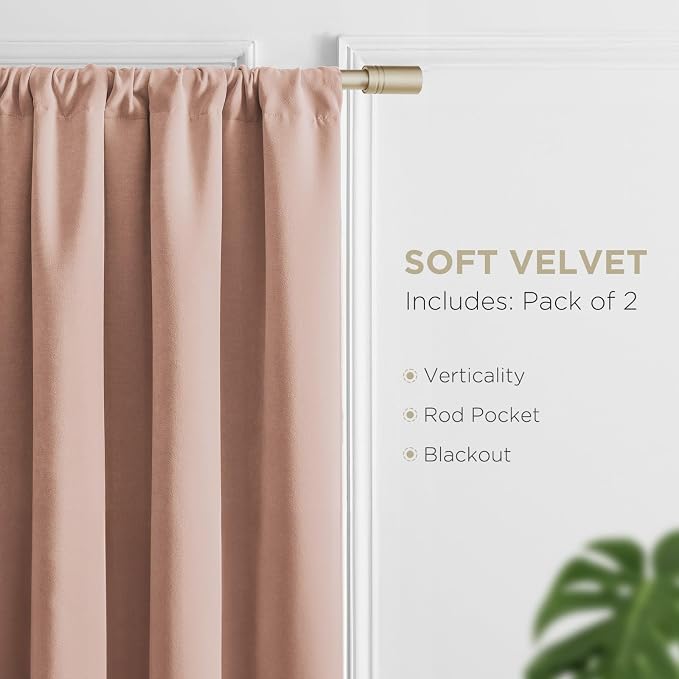Joydeco Candy Pink Velvet Curtains 96 Inches 2 Panels, Luxury Thermal Insulated - Image 3