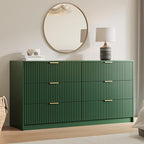 Green 6 Drawer Dresser for Bedroom, Fluted Wood TV Stand for Living Room - Image 6