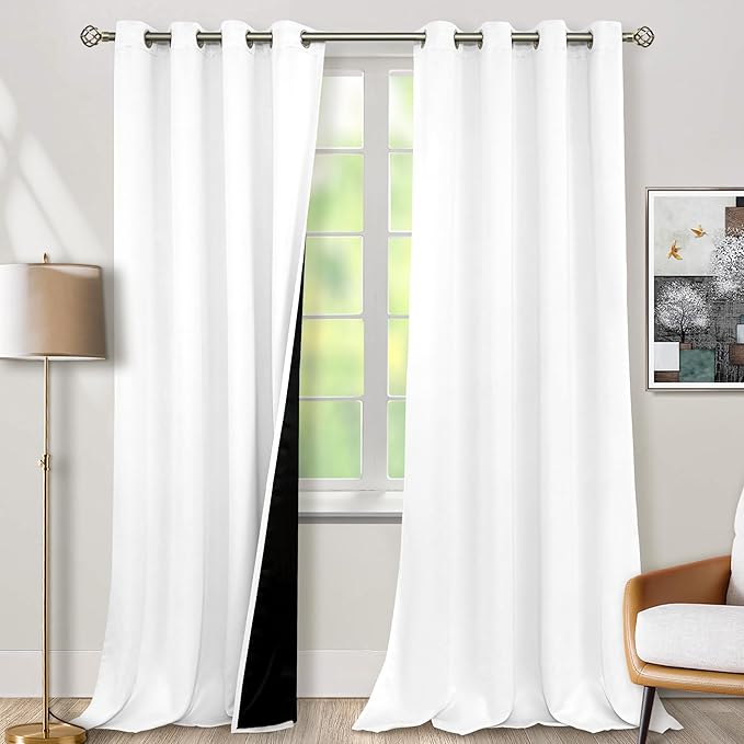 BGment White Blackout Curtains 108 Inches Long by BGment