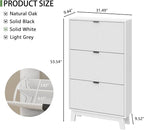 Shoe Cabinet with 3 Flip Drawers, Hidden Slim Wooden Shoe Rack Cabinet - Image 2