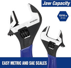 WORKPRO 6-Inch Adjustable Wrench, Wide Jaw Cr-V Steel Black Oxide Finish - Image 3
