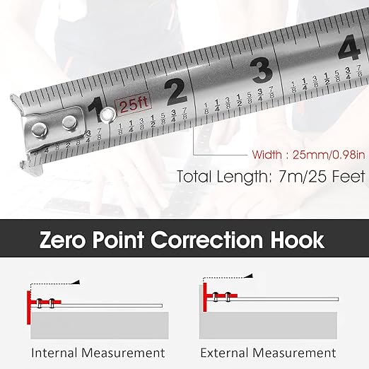2 PCS/Pack Tape Measure 25'FT Foot/7.5M Retractable Measuring Tape Double Side - Image 6