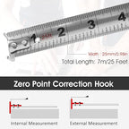 2 PCS/Pack Tape Measure 25'FT Foot/7.5M Retractable Measuring Tape Double Side - Image 6