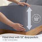 LuxClub 4 PC Extra Deep Pocket Split King Sheet Set, Wrinkle Free Cooling Bed - Image 6