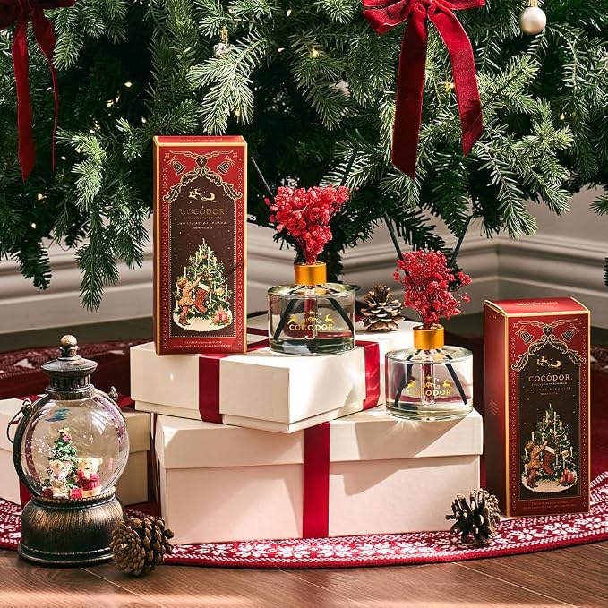 COCODOR Christmas Reed Diffuser Set / 6.7oz / Snow Fig/Holiday Scented Oil - Image 4