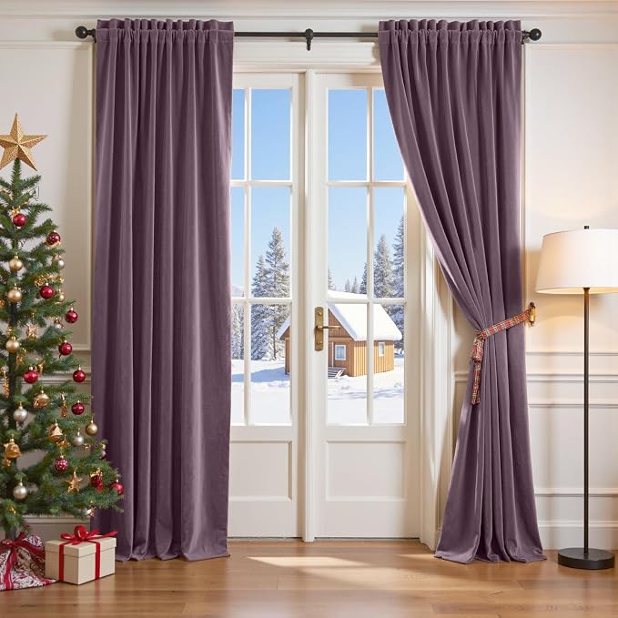 Lazzzy Velvet Blackout Curtains Thermal Insulated Room Window Drapes Super Soft by Lazzzy