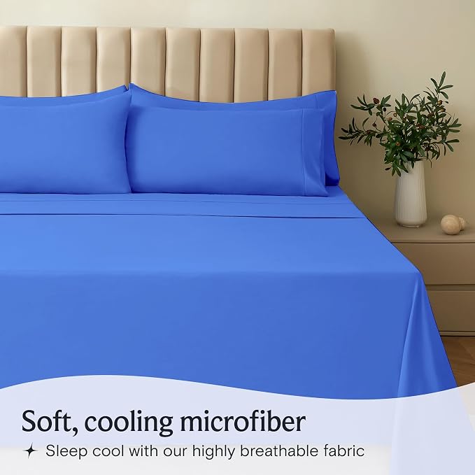 LuxClub 4 PC Sheet Set Bed Sheets Deep Pockets 16" Eco Friendly Wrinkle Free - Image 3