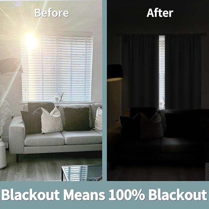 BGment 100% Blackout Curtains for Bedroom 54 Inch Length 2 Panels, Thermal - Image 3