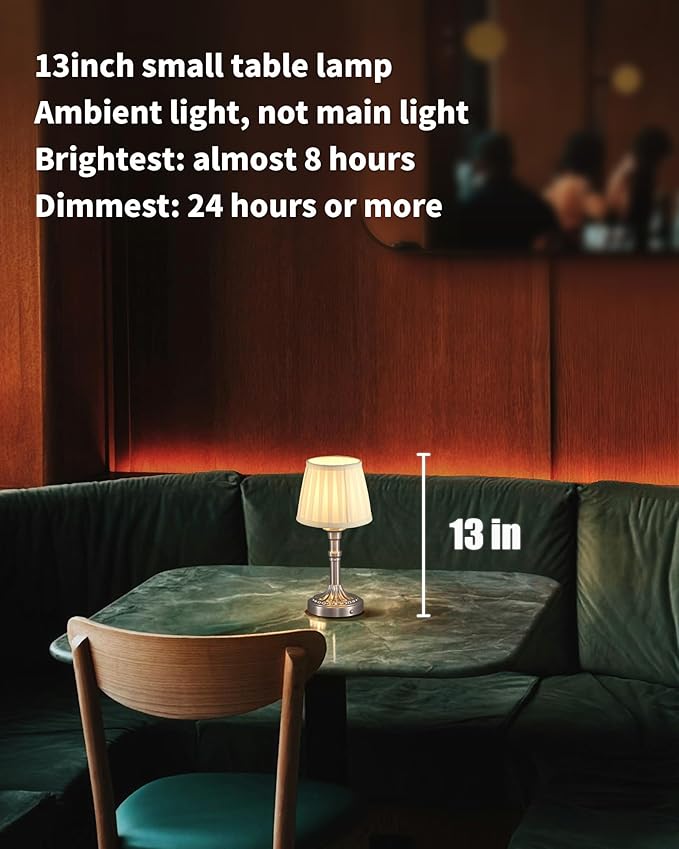 KDG Cordless Portables Table Lamp Set of 2, LED Fabric Shade Small Desk Lamps - Image 2
