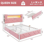 Queen Upholstered LED Bed Frame - Image 2