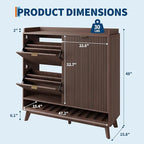 IDEALHOUSE Fluted Shoe Cabinet Storage - Image 3
