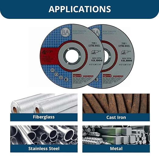 Benchmark Abrasives Grinder Cut Off Wheels 4 1/2 Inch Aluminum Oxide Thin Type - Image 3