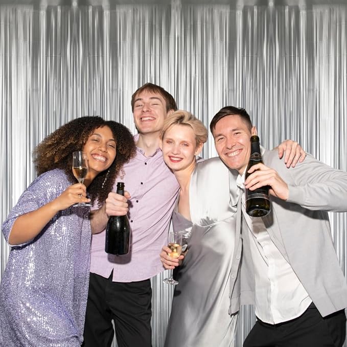 GOER 3.2 ft x 8.2 ft Metallic Tinsel Foil Fringe Curtains Party Photo Backdrop - Image 7