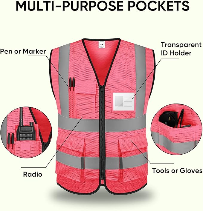 TICONN Reflective Safety Vest High Visibility Class II Mesh Vest - Image 4