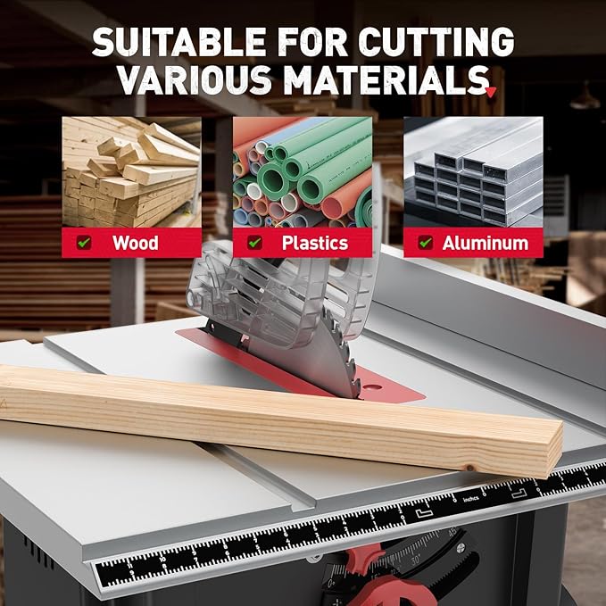 4600RPM Portable Table Saw 10 inch, 15Amp Tablesaw, 90°Cross Cut & 0-45°Cutting - Image 6