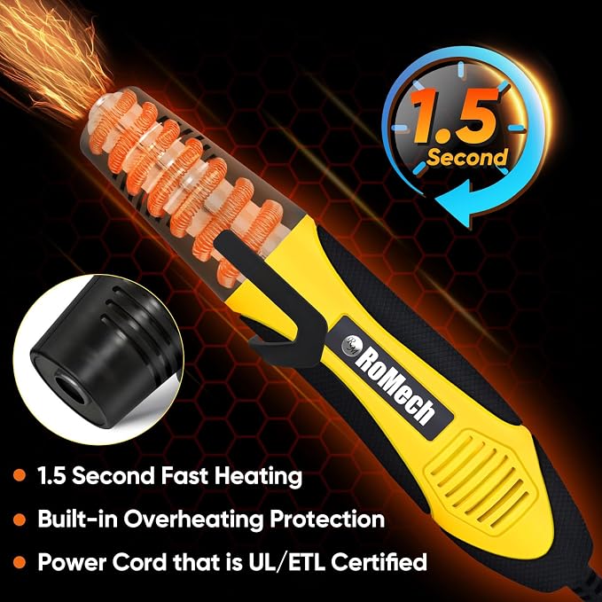 ROMECH 350W Heat Gun with 2 Nozzles, Dual Temp Heat Gun 400°F-660°F, Fast Heat - Image 3