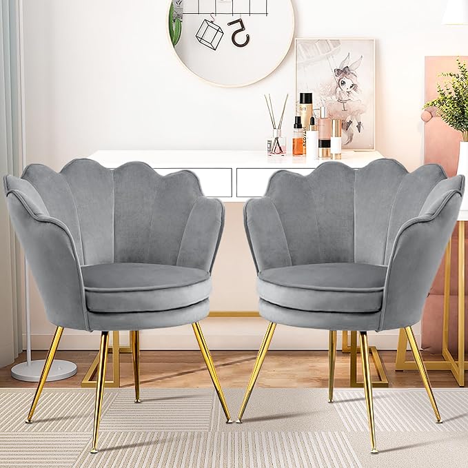 Accent Chairs Set of 2, Velvet Vanity Chair by CzloloDirect