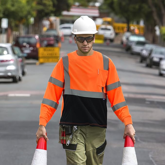AYKRM Safety T Shirt Reflective High Visibility hi vis Long Sleeve T Shirt - Image 4