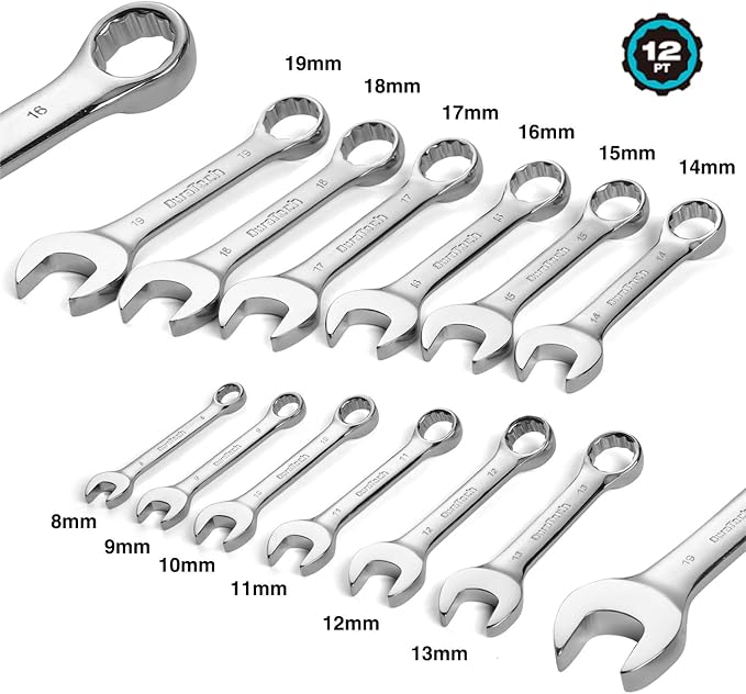 DURATECH Stubby Combination Wrench Set, 12 Point, CR-V Steel, - Image 2
