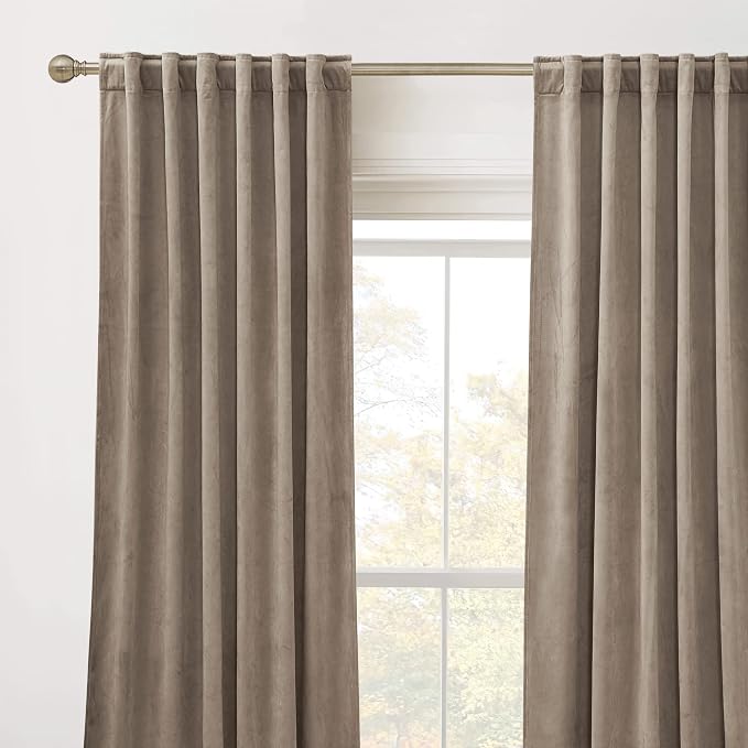 RYB Home Bedroom Curtains Heavy Velvet, Room Darkening Privacy Window Curtains - Image 2