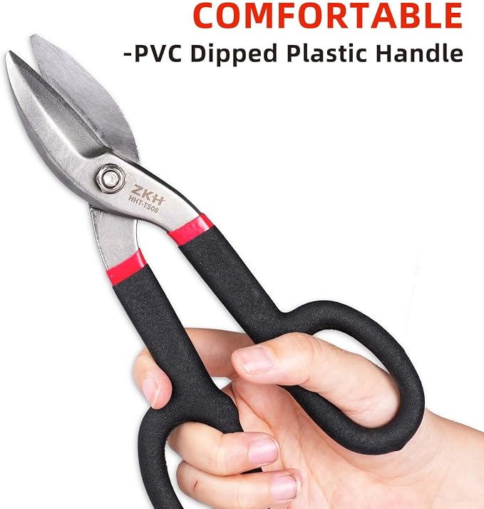 ZKH 10 Inch Tin Snips, Alloy Steel Forged Heavy Duty Metal Shears - Image 2