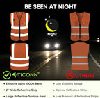 TICONN Reflective Safety Vest High Visibility Class II Mesh Vest - Image 3