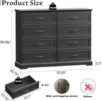 Farmhouse 8 Drawers Dresser for Bedroom, Rustic Wood Dresser TV Stand, Wooden - Image 2