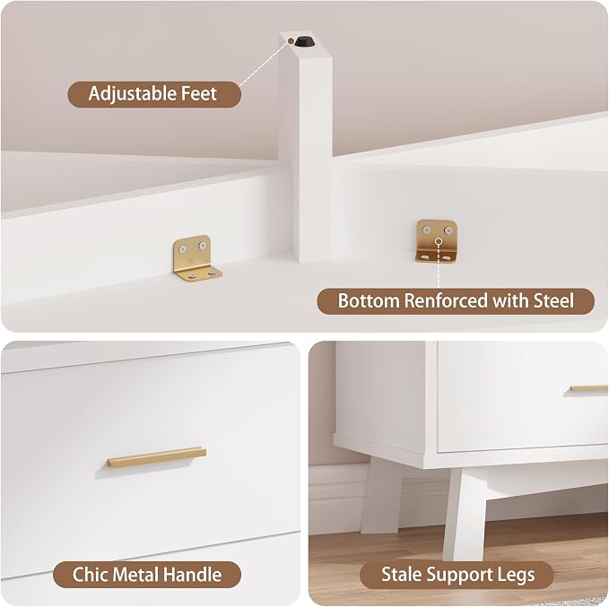 Dresser for Bedroom, 8 Drawer Wide Modern Chest of Drawers - Image 6