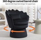 360° Swivel Accent Chair, Mid-Century Modern Velvet Barrel Chair, Comfy Shell - Image 5