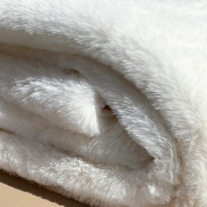 White Washable Furry Area Rug Runner Faux Bunny Fuzzy Fur Rugs - Image 9