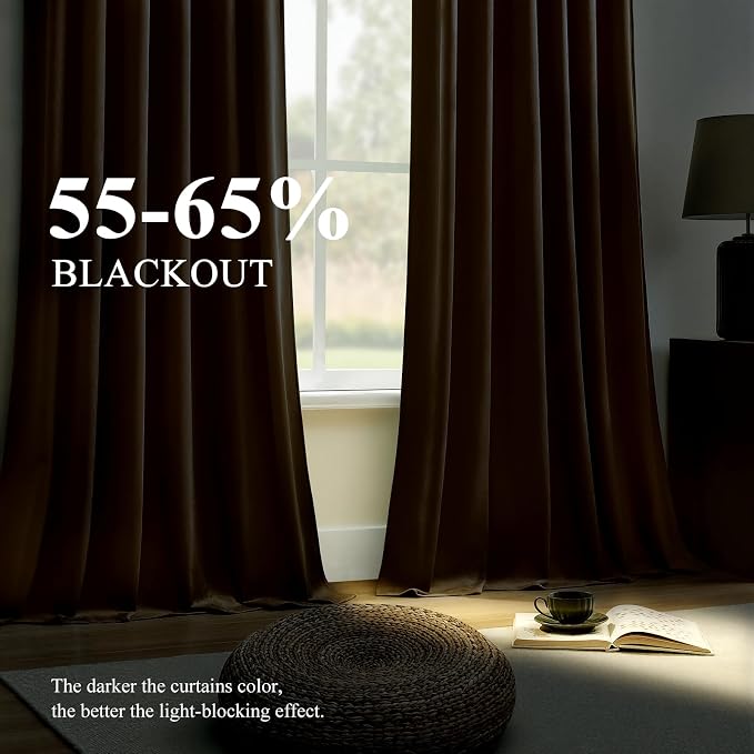 AUSSPVOCT Brown Velvet Curtains 84 Inches - Image 2